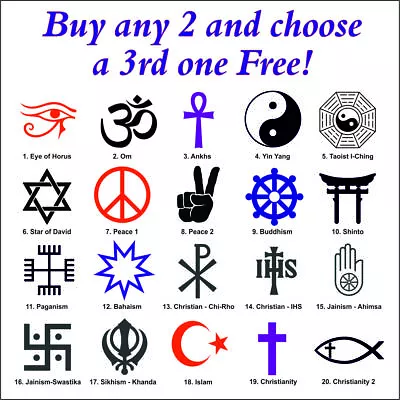 Spiritual Religious Symbols Stickers Decals Graphics Vinyl. • £3.45