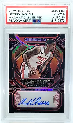 /5 Udonis Haslem Auto POP 1 PSA 8 10 2022-23 Obsidian Magmatic HEAT SP Autograph • $59.99