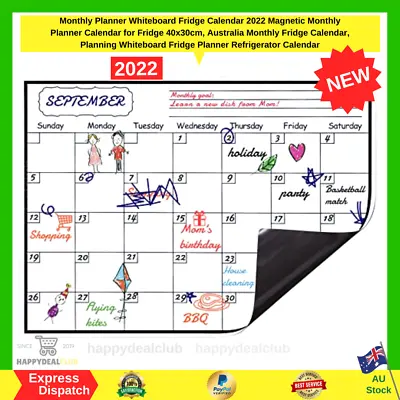 $19.95 • Buy Magnetic Dry Erase Calendar Monthly Planner 2022 Wall Fridge White Board NEW AU