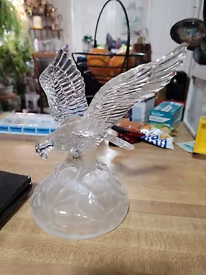 Crystal Flying Eagle Figurine France Cristal D'Arques 24% Lead Frosted Base 7  • $25