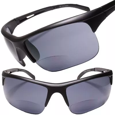 Motorcycle Riding Biker Wrap Sports Matte Black Bifocal 3.00 Reading Sunglasses • $16.99