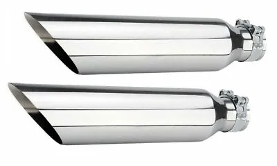 Two Universal Angle Cut Stainless Steel Exhaust Tips 2.5  17  4  Outlet • $59.74