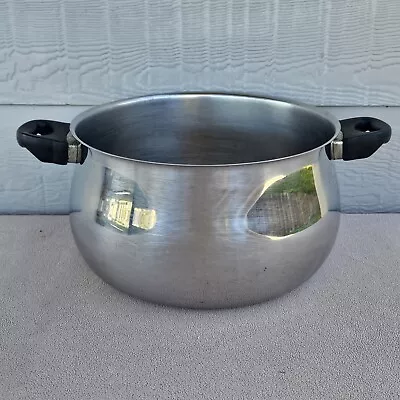 VTG Megaware 10 Quart Stock Pot Stainless Silver Cooking Black Handles NO LID • $34.99