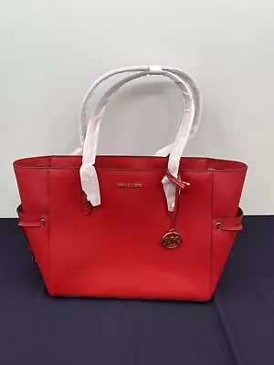 Michael Kors Gilly Large Drawstring Travel Tote Shoulder Bag Leather Red • $114