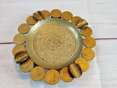 $7.43 • Buy 1960s Mexico Coin Folk Art Ashtray Aztec Mayan