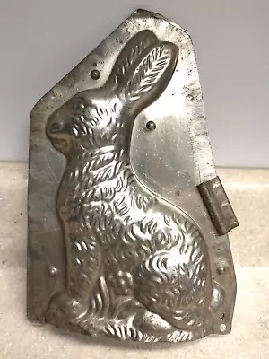Vintage Metal Chocolate Mold Bunny Rabbit Sitting 8  W/ 1 Clip • $40