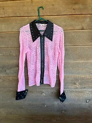 Horse Show/rail Shirt Pink And Black Ladies L • $45