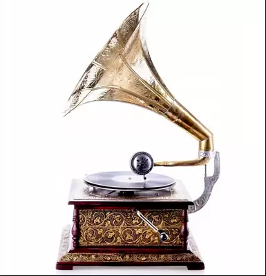 HMV Gramophone Antique Design Fully Functional Working Win-Up Record Player Gift • $525.95