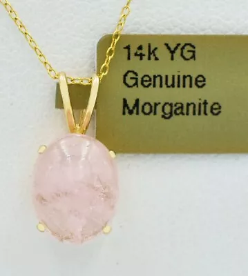 GENUINE 2.16 Cts MORGANITE PENDANT 14k YELLOW GOLD - Free Certificate Appraisal • $0.99