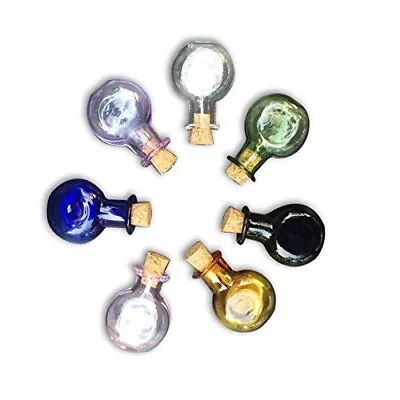 Mini Glass Color Bottles Oblate Round Bottles With Cork Little Bottles Wedding G • $14.77