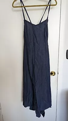Malia Mills Blue Chambray Adjustable-Strap Maxi Dress Size Medium • $125