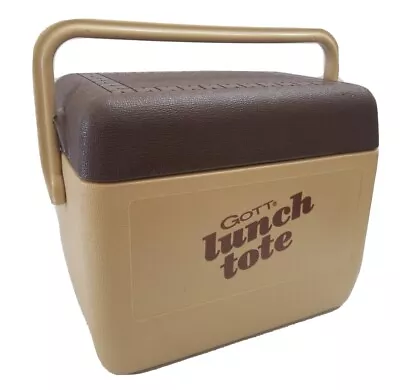 Vintage GOTT Tote 6 Pack Cooler Model 1806 Made In The USA Brown & Tan Lunch Box • $25