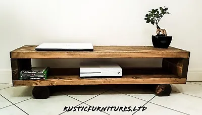 TV Stand/TV Unit/Chunky Rustic Handmade Furniture/Solid Pine Wood/TV Cabinet • £104.99