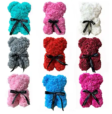 25cm Rose Flower Teddy Bear Gift For Birthday Valentine Wedding Party Kids Love • £11.99