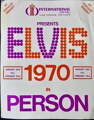  1970 Elvis Presley In Person  Original Handbill Photo Advertisement Las Vegas • $24