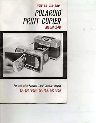 VINTAGE POLAROID PRINT COPIER--MODEL 240 With Instructions • $7.99