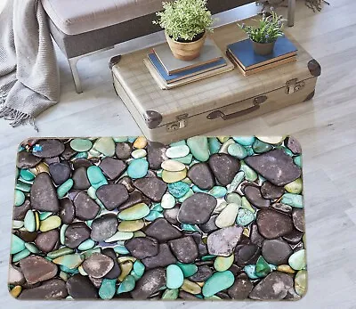 3D Blue Pebbles ZHUA3066 Game Non Slip Rug Mat Photo Carpet Vera 2023 • $32.10