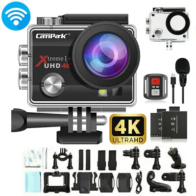 Campark 4K UHD 20MP Action Camera WiFi Sports Cam IP66 With External Microphone • $82.71