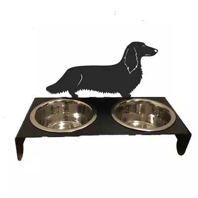 Dachshund Long Haired Food Bowl Stand Pet Bowls Small • $43.10