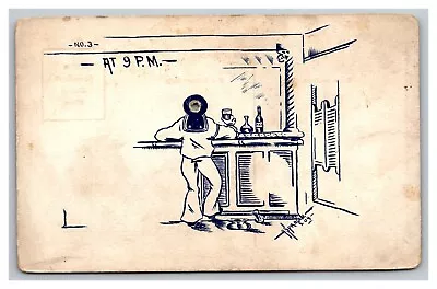 Vintage 1909 Postcard Navy Sailor At The Bar Drinking Whiskey - Blemish Pictured • $15.97