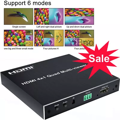 4X1 HDMI Multi-viewer Splitter 4 Channel Screen Split Seamless Switch PC To TV • $45.43