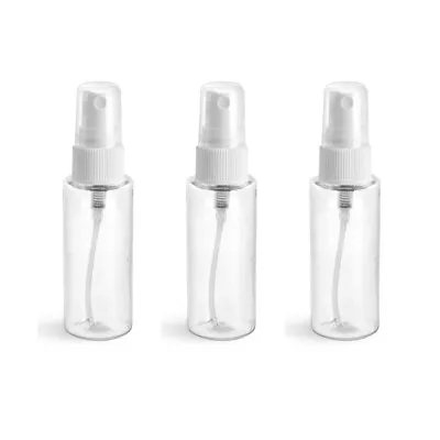 2oz Clear Plastic Spray Bottle With Cap Fine Mist Pump Sprayer Bottles Pack Of 3 • $7.95