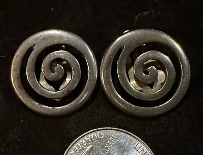 VTG Southwestern Swirl 925 MMA   Sterling Silver Embossed Clip On Earrings • $10.99