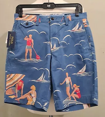  Polo Ralph Lauren Stretch Classic Fit Cotton Twill Sailing Print Shorts 28W • £59