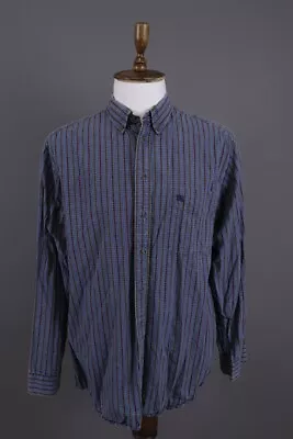 Vintage Burberrys London Blue Check Long Sleeve Button Down Shirt Size L • $62.50