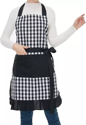 Cotton Lovely Kitchen Apron With Pockets Cooking Baking Plus Size • £8.99