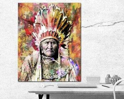 Geronimo Wall Art Leader New Mexico Prints Pop Culture Canvas Tribe Art • $204