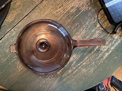 Pyrex Corning Visions Amber 2.5l Sauce Pan Pot With Lid Brown No Chips • $25