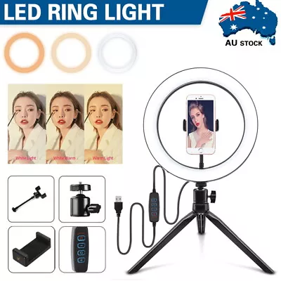 $1.99 • Buy 10  Dimmable LED Ring Light Tripod Stand Selfie Live Lamp Makeup Fill Light 