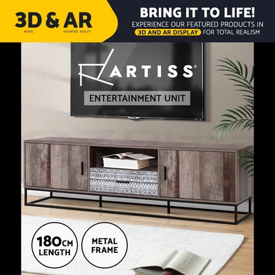 $189.95 • Buy Artiss TV Cabinet Entertainment Unit Stand Storage Wood Industrial Rustic 180cm