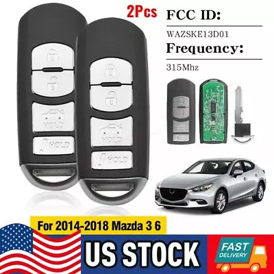 4B Smart Remote Key Fob For 2014 2015 2016 2017 2018 Mazda 3 6 For WAZSKE13D01 • $42.98