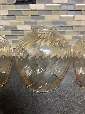 Set Of 4 Vintage MCM Amber Swirl Glass Lamp Shade Light Cover Mid Century Modern • $49.95