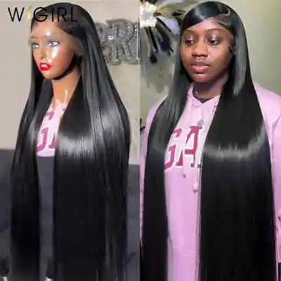 Straight Human Hair Wig Brazilian Bone Straight Transparent Lace Frontal Wig • $289.44