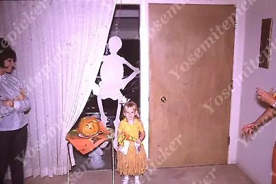 Sl48 Vintage Slide 1967 Little Girl Halloween Costume Pumpkin 094a • $9.25