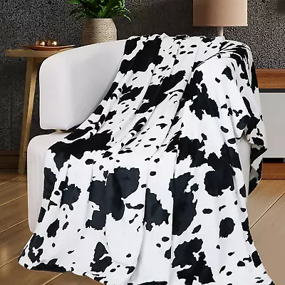 Lightweight Cow Print Blanket Plush Fleece Fuzzy Cute Cow Printed Throw Blanket  • £13.93