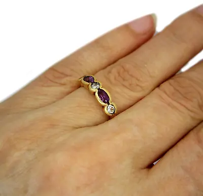 9ct Gold Amethyst Ring Size 6 1/4 - M • £125