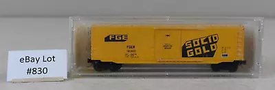 (Lot 830) N Scale Model Micro Trains 50' Box Car FGE Solid Gold 191200 • $7.99