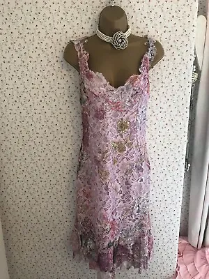 £35.99 • Buy Renato Nucci Beautiful Designer Dusky Pink Lace Dress Size 38 8 - 10 Silk Lined