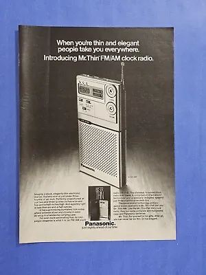 Mr Thin AM/FM Digital Clock Radio Black Silver Panasonic 1978 Vintage Print Ad • $9.97