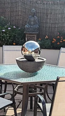 Eclipse Sphere Stainless Steel Water Feature With Lights | Indoor/Outdoor Use • £140