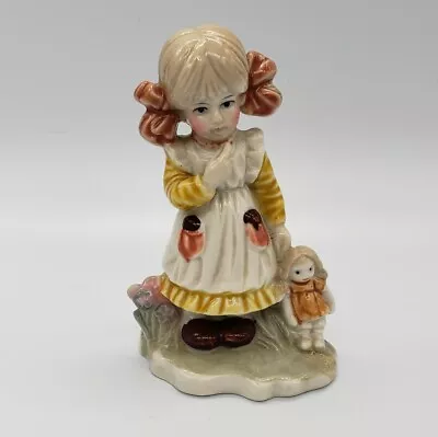 Vintage Porcelain Ceramic Figurine Girl With Doll • $7.96