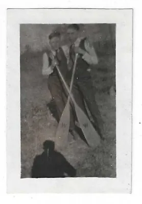 1920's Washington Rowing Team? Oars  W  Affectionate Men Shadow - VTG Photo • $16