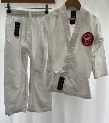 Kids Master Karate Gi Outfit Top Trousers Belt Size 120 White • £11.99