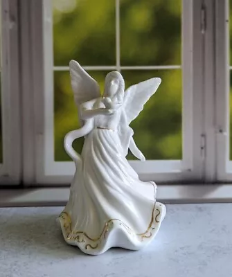 K's Collection Angel Holding Bird Figurine 6  White With Gold Color Trim • $10.39