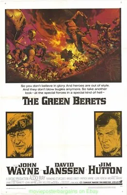 GREEN BERETS MOVIE POSTER Original 1968 Folded V.F. 27x41 JOHN WAYNE Vitnam War • $175