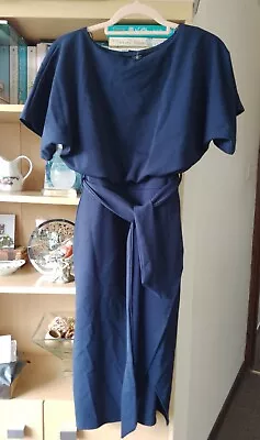 New Womens Quiz Navy Blue Batwing  Sleeve Tie Waist  Midi Dress  Size UK 8 NWT. • £6
